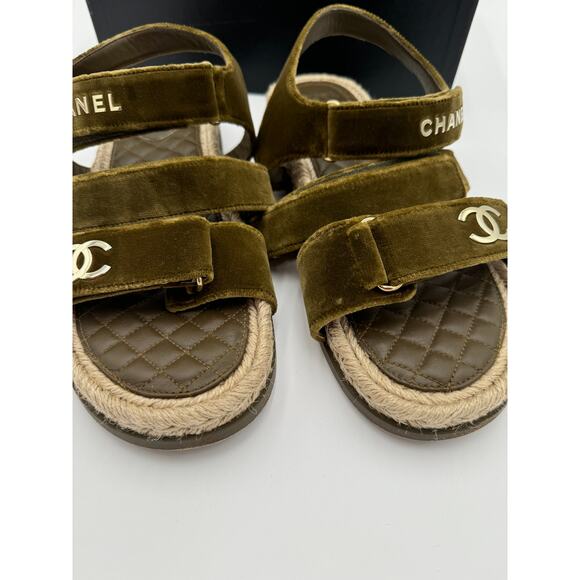 CHANEL Velvet Dad Sandals size 41 - Picture 2 of 10